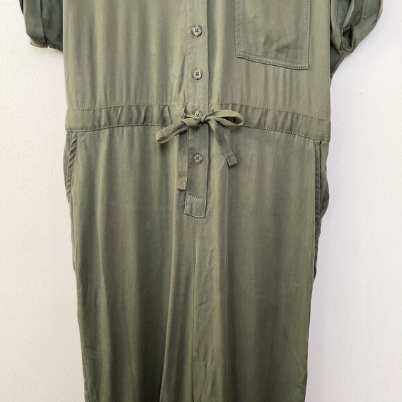 Gap Womens 6 Short Sleeve Khaki Green Romper Utility Jumpsuit - Picture 5 of 15